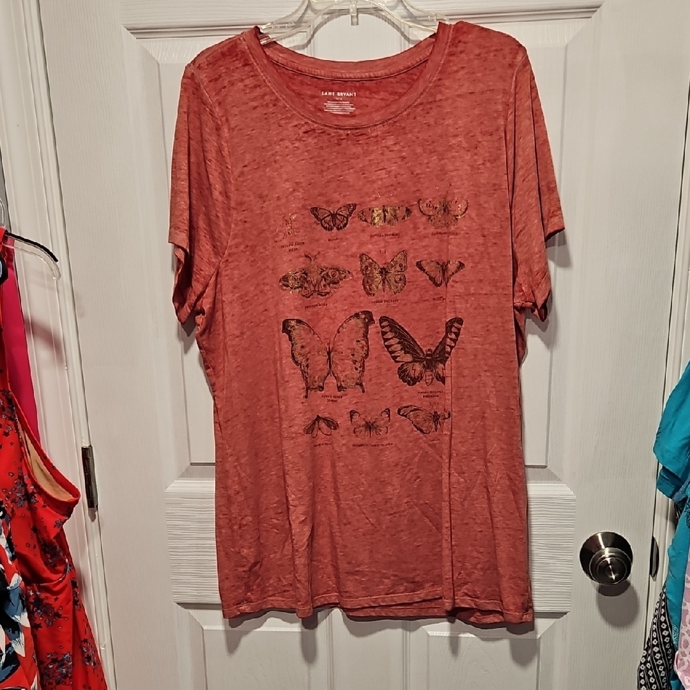 Lane Bryant Red Butterfly Graphic Tee